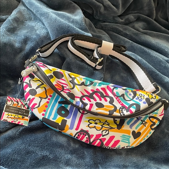 Brighton Handbags - Brighton Graffiti Love Crossbody Bag - White, Pink, Yellow, Blue, Black NWT